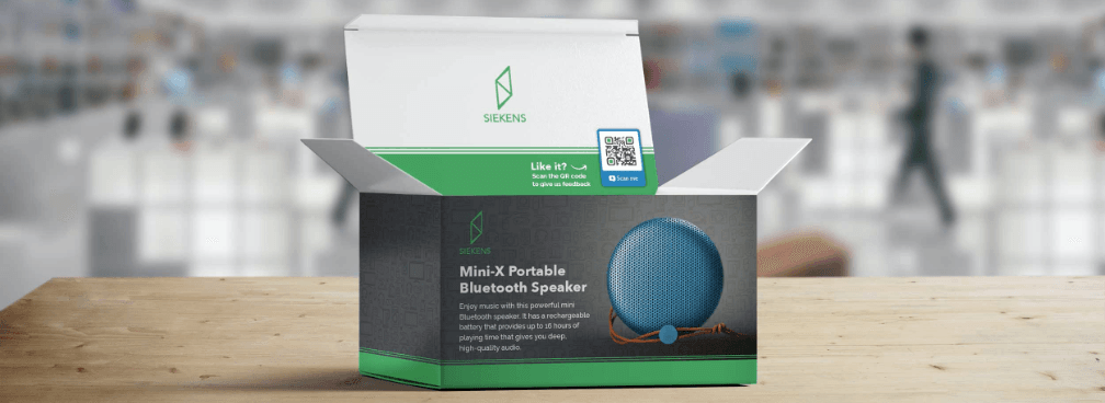 QR Code auf der Produktverpackung eines Elektronikartikels