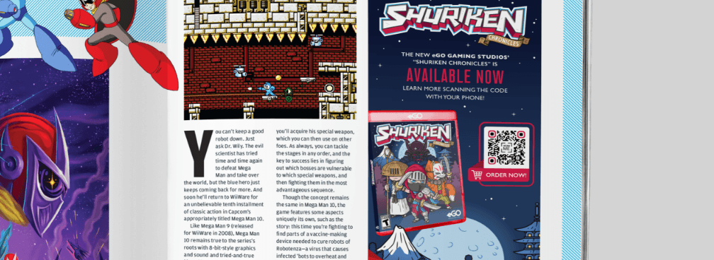 QR Code in einer Zeitschrift zum Bewerben eines Spiels