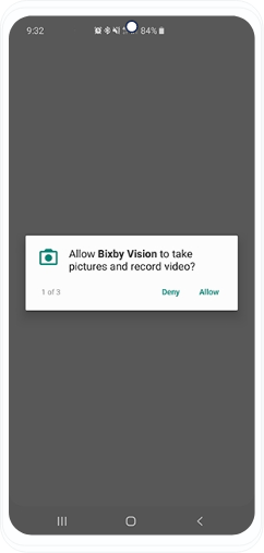 Erlauben Sie Bixby Vision Bilder aufzunehmen.