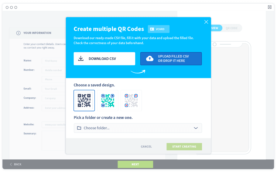 vCard-QR Codes können nach ihrer Erstellung nicht bearbeitet werden. Stellen Sie deshalb sicher, dass alle Informationen korrekt sind