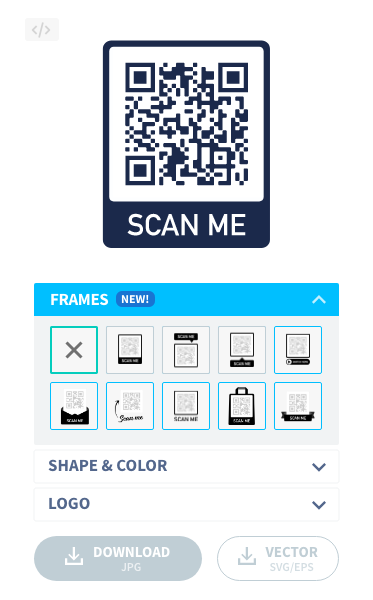 Wählen Sie aus einer Reihe von „Scan Me“-Frames