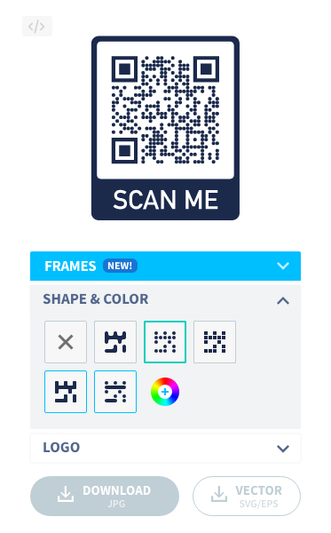 Ändern Sie die Form Ihrer QR-Code-Pixelstruktur