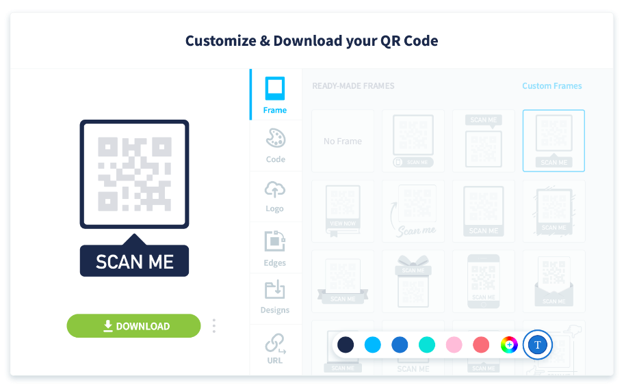 Sie können den CTA-Text an den Verwendungszweck Ihres QR Codes anpassen