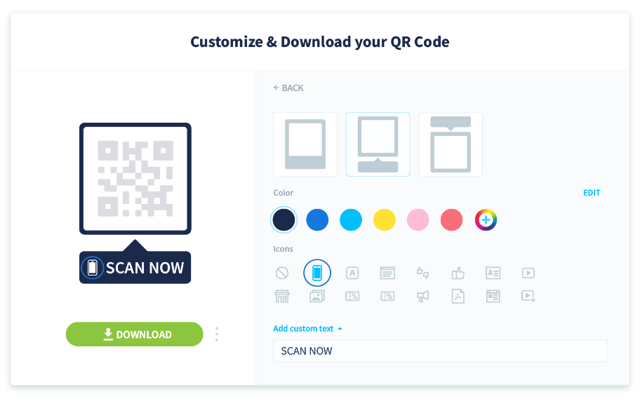 Wählen Sie ein Icon aus, das Ihren QR-Code-Typ veranschaulicht