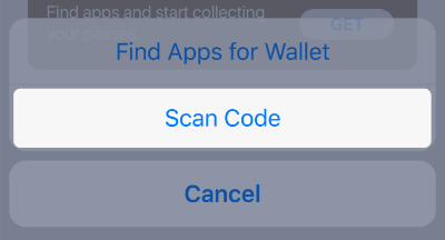 Wählen Sie „Code scannen“ am unteren Ende der Anzeige.