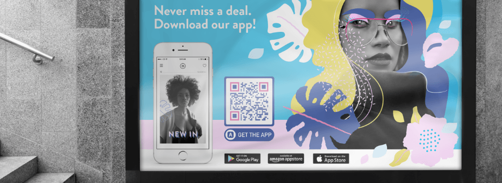 QR-Code-Beispiel auf der Plakatwerbung eines Einzelhändlers