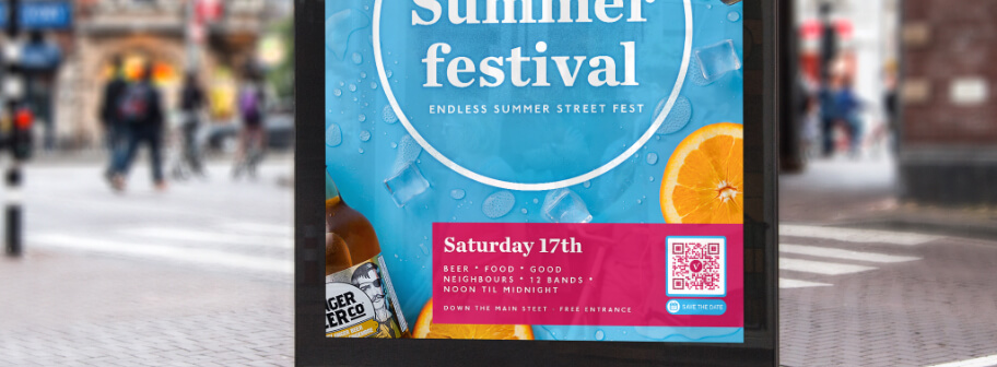 QR-Code-Idee auf einem Display zum Bewerben eines Events