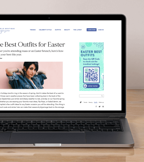 QR-Code-Idee auf einem Web-Banner zum Bewerben aktueller Oster-Looks.
