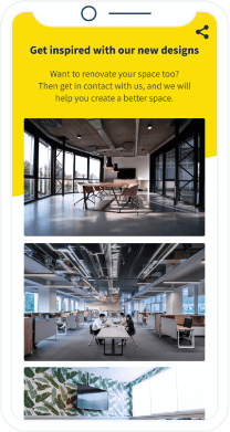 A QR Code landing page that displays a work portfolio of a company in an image gallery style.