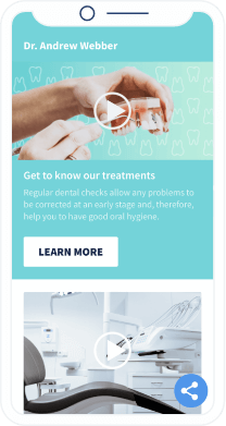 Video-Landingpage mit Informationen über die Behandlungen und einem integrierten Video-Player