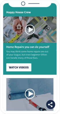 A QR Code landing page that displays a video playlist for DIY home repairs and maintenance.