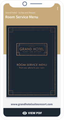 QR-Code-Landingpage mit dem Zimmerservice-Menü eines Hotels im PDF-Format.