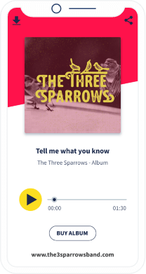 QR-Code-Landingpage mit der Hörprobe einer Band im MP3-Format.