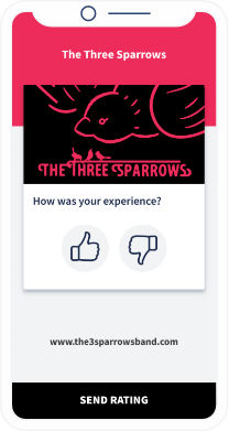 QR-Code-Landingpage mit einem Formular zum Bewerten des Konzerts einer Band.