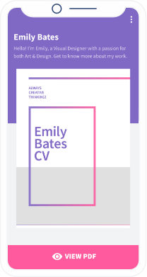 Landingpage für einen vollständigen Lebenslauf mit Button zum Download im PDF-Format