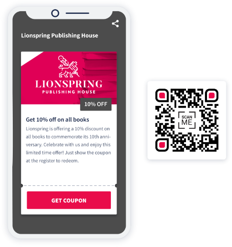 Beispiel-Landingpage für einen Coupon-QR Code zum Anzeigen eines Rabatt-Codes