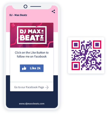 Beispiel-Landingpage eines Facebook-QR Codes zum Anzeigen von Informationen und einem Like-Button