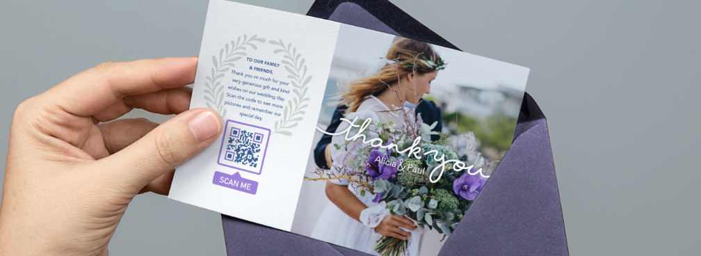 QR-Code-Idee auf einer Hochzeitskarte