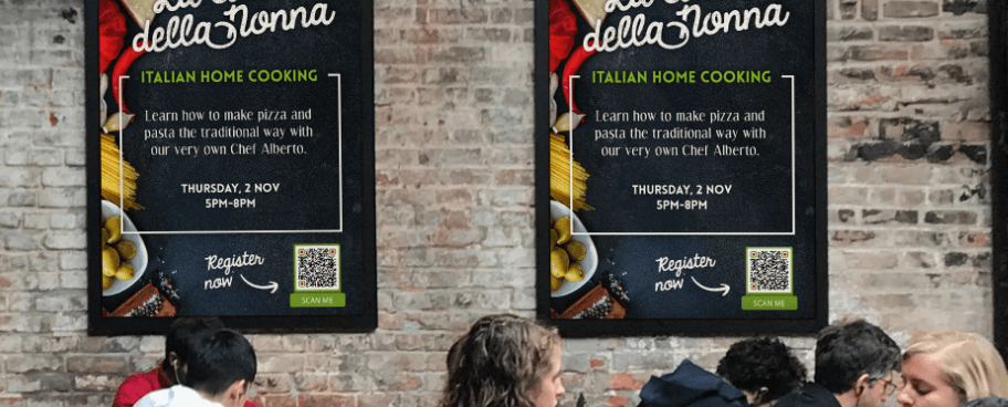 Idee für einen Registrierungs-QR Code zur Event-Anmeldung in einem Restaurant